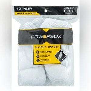 Men's POWERSOX Low Cut White Athletic Socks